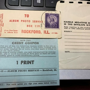 Vintage Stamp, US 3 Cent Statue Of Liberty with Album Photo Service Provenance