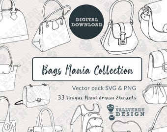 SVG Handbags, Digital clipart, Files png, Handbags design vector, Instant download for commercial use or logo designs