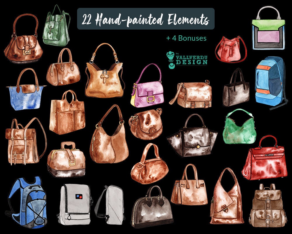 Handbag Watercolor Clipart Graphic by VECTORpro900 · Creative Fabrica