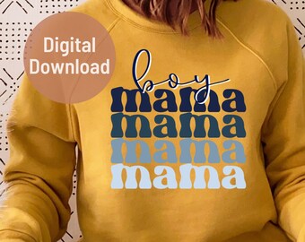 Boy Mama Svg, Boy Mama Png, Retro Mama Png, Svg For Cricut, Stacked Mama Svg