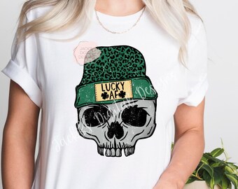 Lucky AF Png, St. Patrick’s Day Png, Leopard Clover Png, Freezing To Death Png, Skeleton Design, Dead Inside Png
