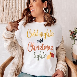 Noches Frías Luces de Navidad Svg, Sublimación de Navidad, Camisa de Navidad Svg, Decoración de Navidad Svg, Navidad Boho, Popular Svg