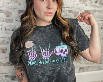 Paz Amor Café Png, Café Png, Calavera Png, Amante del Café Png, Diseño de Esqueleto, Png Para Camisas, Cafeína Png