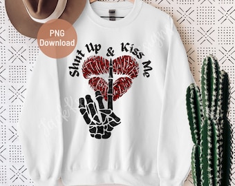 Shut Up And Kiss Me Png, Distressed Valentine&#39;s Day Png, Valentines Day Sublimation Download, Leopard Print Png