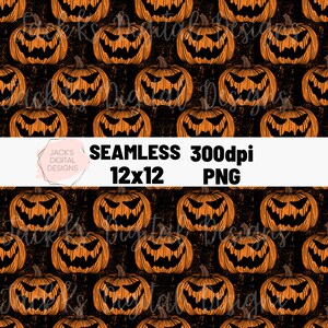 Pumpkin Seamless Pattern, Halloween Repeating Pattern, Fall Digital Paper, Commercial Use, Fall Pattern, Spooky Skull Png, Tis The Season