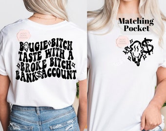 Bougie Taste Broke Bank Account PNG, Adult Humor Png, Png For Shirts, Snarky Png, Sarcastic Png, Checkerboard Png Sublimation Png