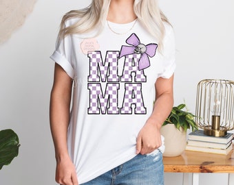 Checkered Mama PNG, Retro Mama, Croquette Png Varsity Mama Png Mama Bow Checkered Png, Digital Design Sublimation Skull Png For Shirts
