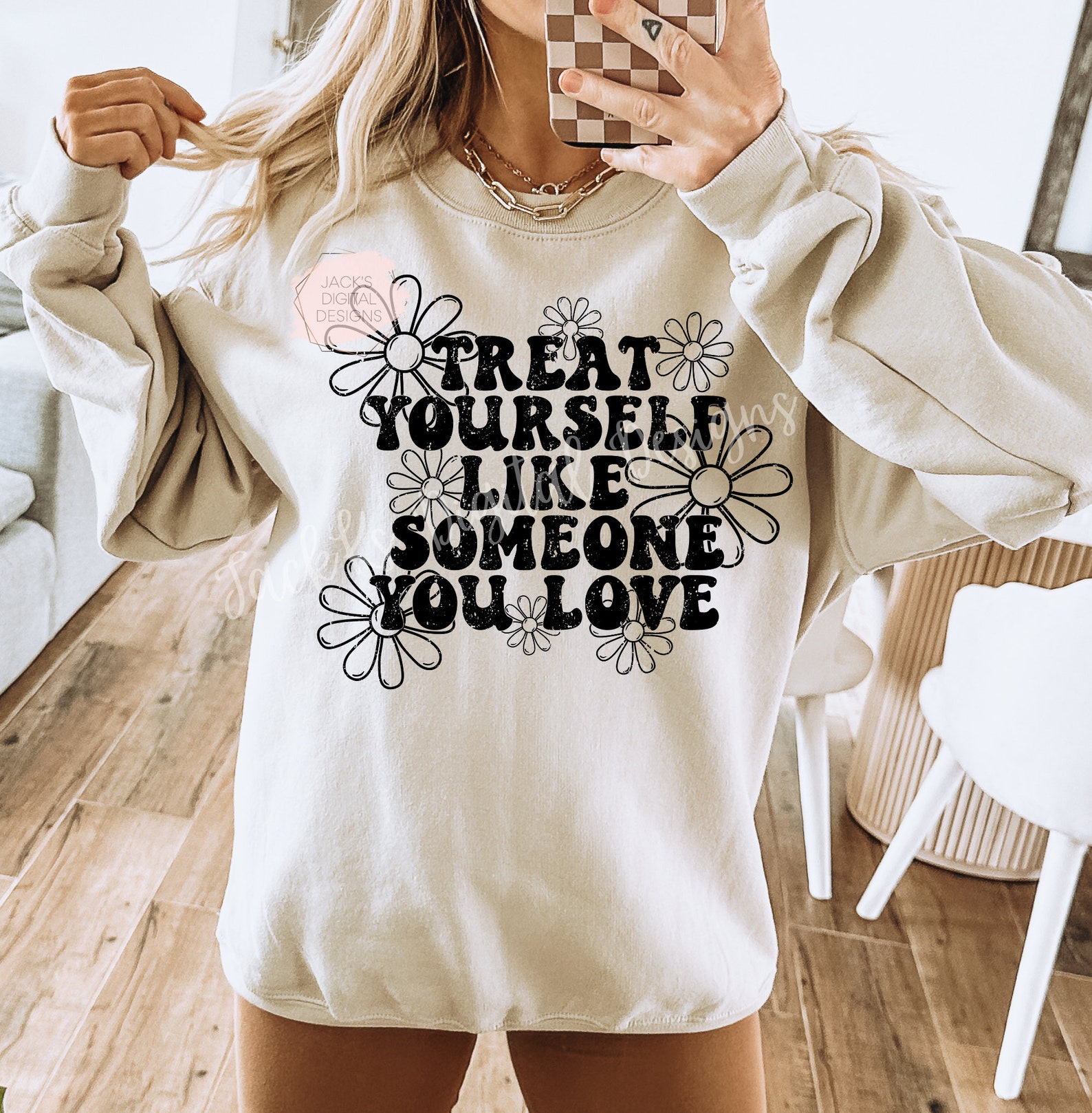 Treat Yourself Like Someone You Love Png, Retro Flower Png, Floral Png ...
