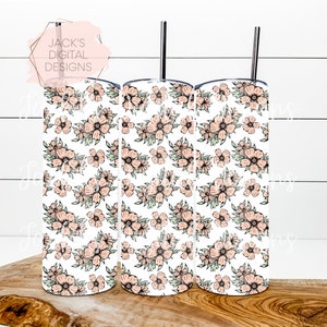 Flower Tumbler Design, Floral Seamless Tumbler Wrap, 20 oz Tumbler Wrap, Spring Tumbler Design, Sublimation Tumbler Design