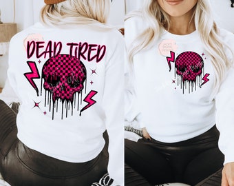 Dead Tired PNG, Skull, Checkered Png, Trending, Snarky Skeleton Png, Sarcastic Png,  Skeleton Design, Skull Png For Shirts Png For Stickers