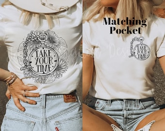 Take Your Time Png, Sunflower Png, Motivational Png, Self Care Png, Pocket Design