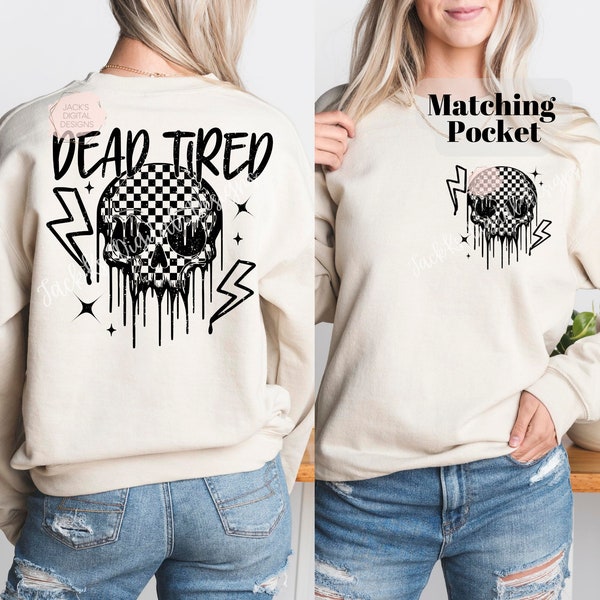 Dead Tired PNG, Skull Design, Checkered Png, Trendy, Digital Design Sarcastic Png,  Skeleton Design, Skull Png Png For Shirts