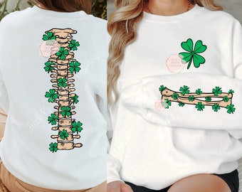 Clover Spine Png, St. Patrick’s Day Skeleton Png, Sleeve Png, Skeleton Design, Shamrock Png