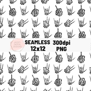 Peace Love Petty Seamless Pattern, Skeleton Seamless, Commercial Use, Skull Seamless Pattern