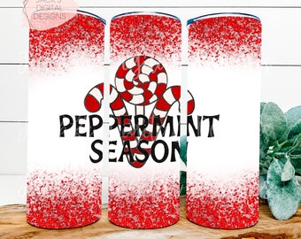 Envoltura de vaso de brillo de temporada de menta, café de Navidad Png, envoltura de vaso de 20 oz, cacao caliente Png, invierno Png, Navidad espeluznante Png