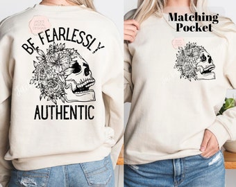 Be Fearlessly Authentic Png, Flower Skull Png, Motivational Png, Skeleton Design, Floral Png, Inspirational Png