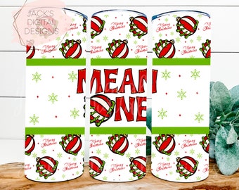 Mean One Tumbler Png, Envoltura de vaso de Navidad, Navidad 20 oz Vaso Png, Adorno de Navidad Png, Feliz Navidad Vaso