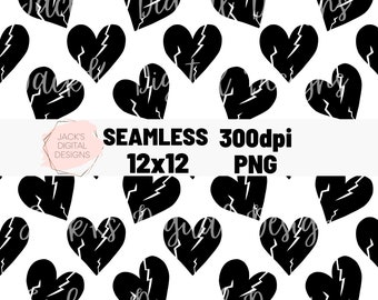 Broken Heart Seamless Pattern, Valentines Day Repeating Pattern, Broken Heart Seamless, Anti Valentine Png, Burn Baby Burn Png