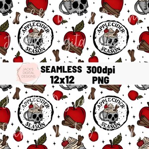 Apple Cider Season Seamless Pattern, Spooky Christmas Pattern, Christmas Repeating Pattern, Christmas Digital Paper, Commercial Use
