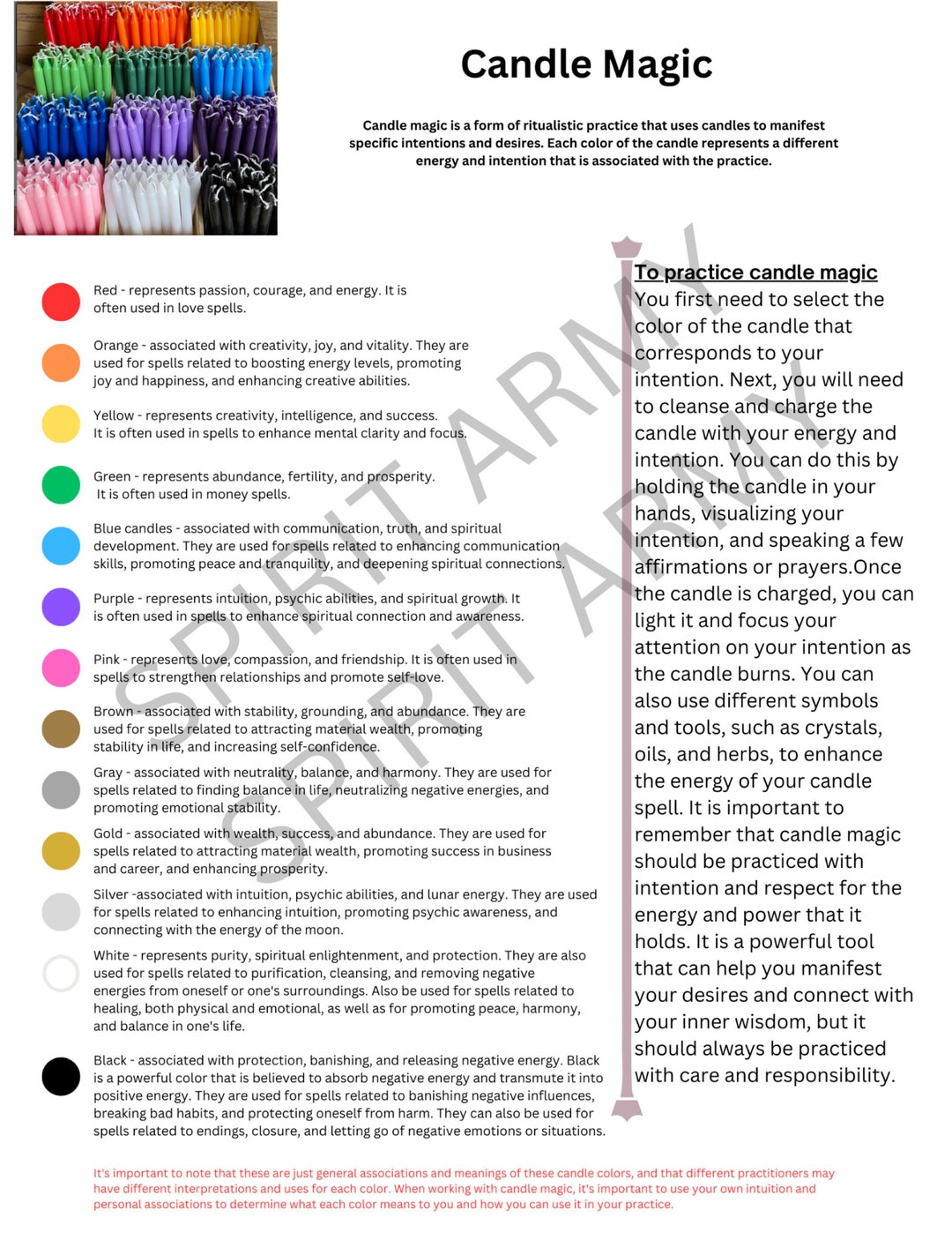 Candle Magic Color Guide - Etsy