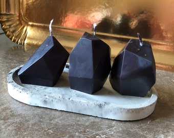 Handmade soya wax 3 stone candles + cement tray