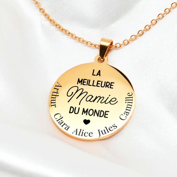 Cadeau pour grands-mères | Collier personnalisé meilleur Mamie du monde | cadeau noel mamie prénoms