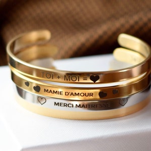 Bracelet personnalisé Jonc cadeau couple personnalisé idée cadeau pour marraine image 2