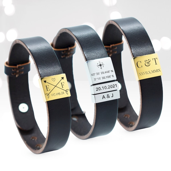 Bracelet Homme Personnalisable | Cadeau de Saint-Valentin pour homme | Bracelet personalized leather