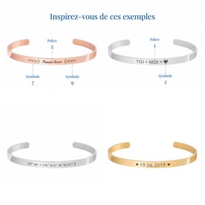 Bracelet personnalisé Jonc cadeau couple personnalisé idée cadeau pour marraine image 7