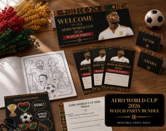 Afro World Cup 2026 Watch Party Bundle | African Printable Kit (Instant Download PDF)
