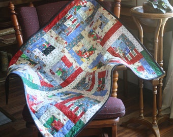 Cute Log Cabin Christmas Quilt or wall-hanging