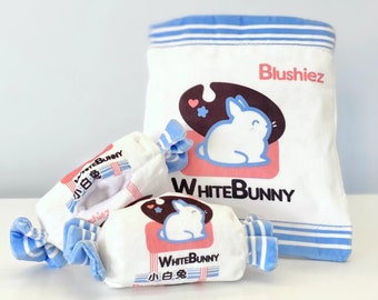 White Bunny Candy Interactive Nosework 3 Piece Dog Toy