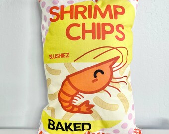 Shrimp Chips Decorative Pillow | Asian Food Themed Decor | Kawaii Plush Cushion | Cute Throw Pillow | Novelty Food Pillow Active