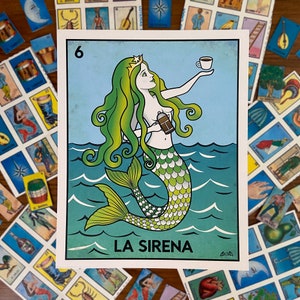 La Sirena / The Siren Coffee Icon 8&quot;x10&quot; Art Print | Mermaid | Fantasy Art | Coffee Art | Home Decor | Artwork | Cartoon |Comic