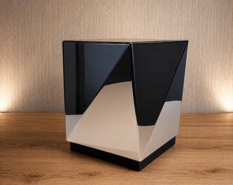 Stainless Steel Chrome  Polished Cremation Spiral Cube Urn for ashes ADULT