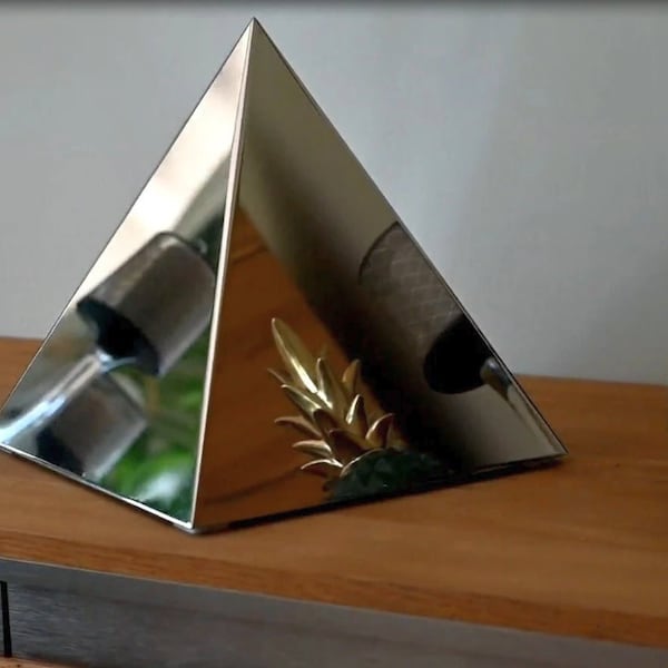 Personalized Cremation Urn Stainless Steel Polished  Pyramid for ashes ADULT Medium