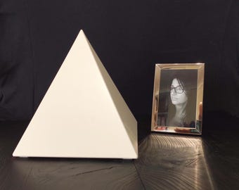 Personalized Handmade White Pyramid Urn for human ashes - Unique Modern Custom Funeral Keepsake