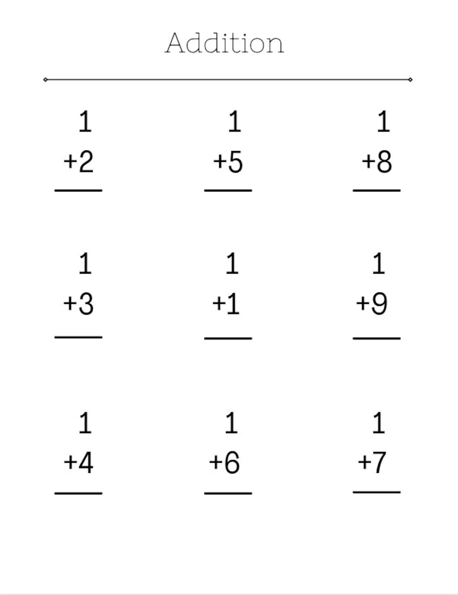 Basic Addition Printable Worksheets for PreSchool | Etsy