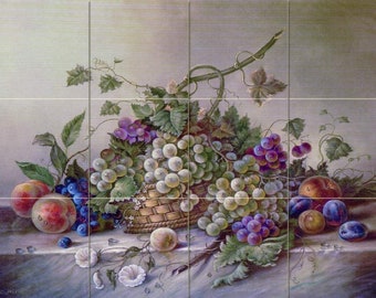 Fruits Bouquet by Corrado Pila Art Tile Mural Kitchen Shower Bath Backsplash Marble Ceramic