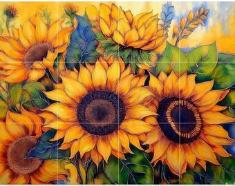 Sunflower Bouquet Pattern A962 Art Tile Mural Kitchen Shower Bath Wall Backsplash Marble Ceramic