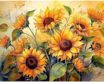 Sunflower Bouquet Pattern A966 Art Tile Mural Kitchen Shower Bath Wall Backsplash Marble Ceramic