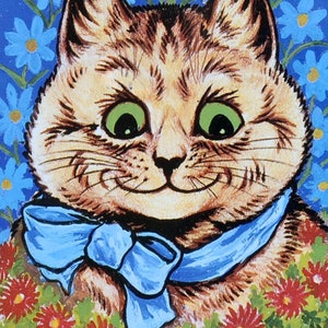 Karte mit Katze von Louis Wain Haustier Bogen Akzent Fliese Wandbild Küche Badezimmer Wand Backsplash hinter Herd Bereich Sink One Tile Keramik