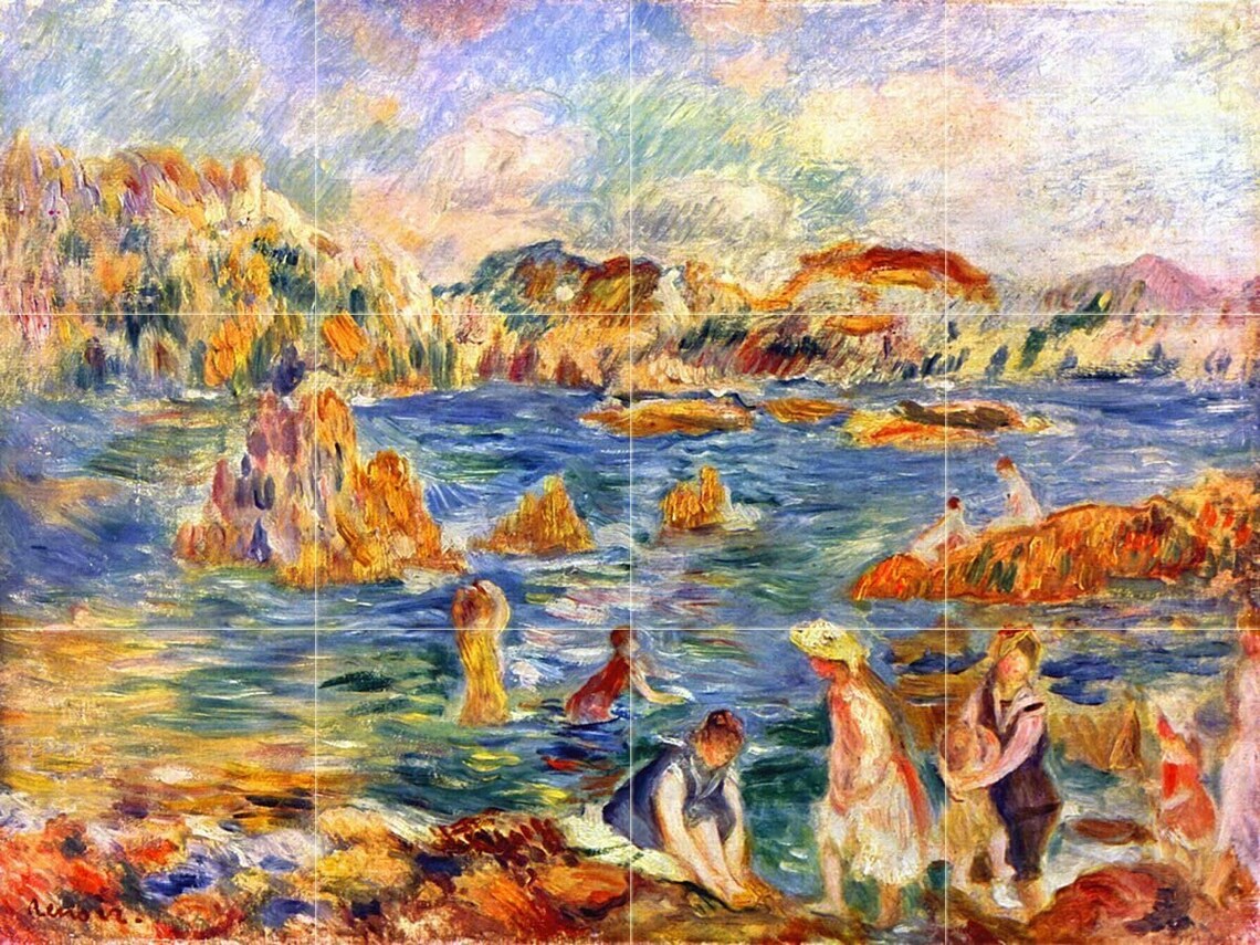 At the Beach of Guernesey by Sisley Tile Mural Kitchen Shower Etsy