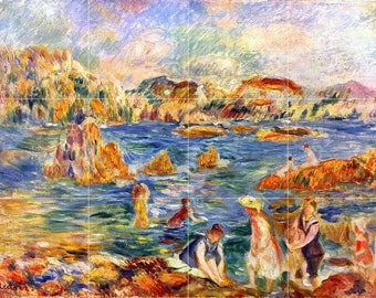 At The Beach of Guernesey by Sisley Tile Mural Kitchen Shower Bath Wall Backsplash Marble Ceramic