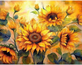 Sunflower Bouquet Pattern A970 Art Tile Mural Kitchen Shower Bath Wall Backsplash Marble Ceramic