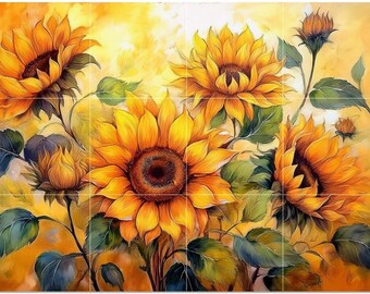 Sunflower Bouquet Pattern A969 Art Tile Mural Kitchen Shower Bath Wall Backsplash Marble Ceramic