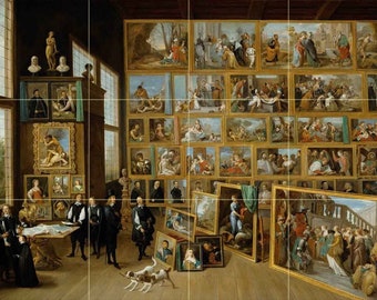 The Archducal Picture Gallery in Brussels by David The Younger Teniers Tile Mural Kitchen Shower Bath Wall Backsplash Marble Ceramic
