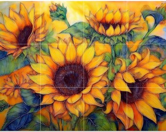 Sunflower Bouquet Pattern A964 Art Tile Mural Kitchen Shower Bath Wall Backsplash Marble Ceramic