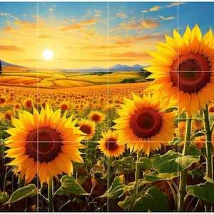 Sunflower Field Floral Decor Pattern A820 Art Tile Mural Kitchen Shower Bath Wall Backsplash Marble Ceramic