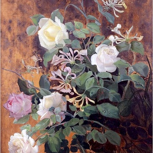 Still Life Bouquet Roses Honeysuckle by Alexander Debrus Accent Tile Mural Kitchen Bathroom Wall Backsplash One Tile Ceramic